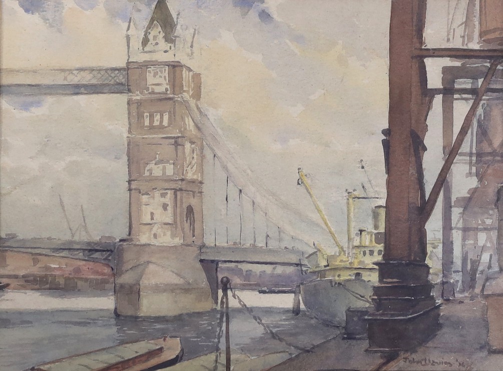 John Davies, watercolour, Tower Bridge, signed, 19 x 26cm